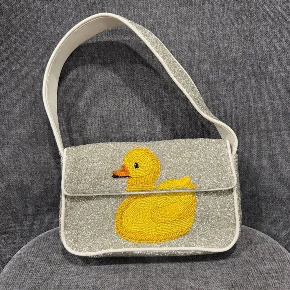 STAUD Tommy Beaded Floral Shoulder Bag Ducks Not in a Row